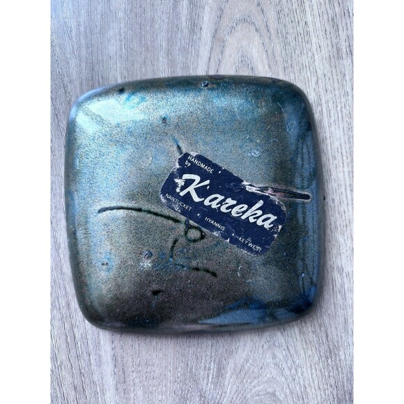 Vintage Mid Century Kareka Square Dish Seagull Ocean Surf Small Dish - Picture 2 of 5